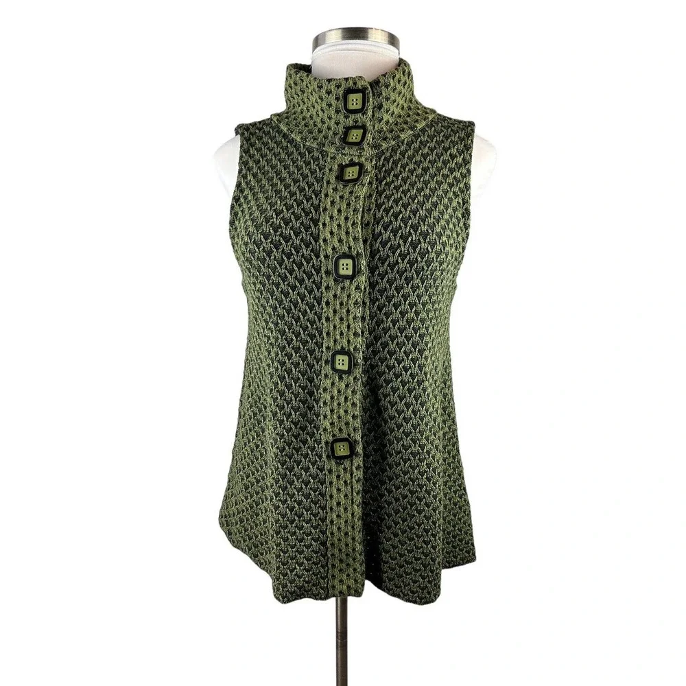 Habitat Knit Woven Button Front Sweater Vest Green Women's Size Medium H14513 - Picture 11 of 11
